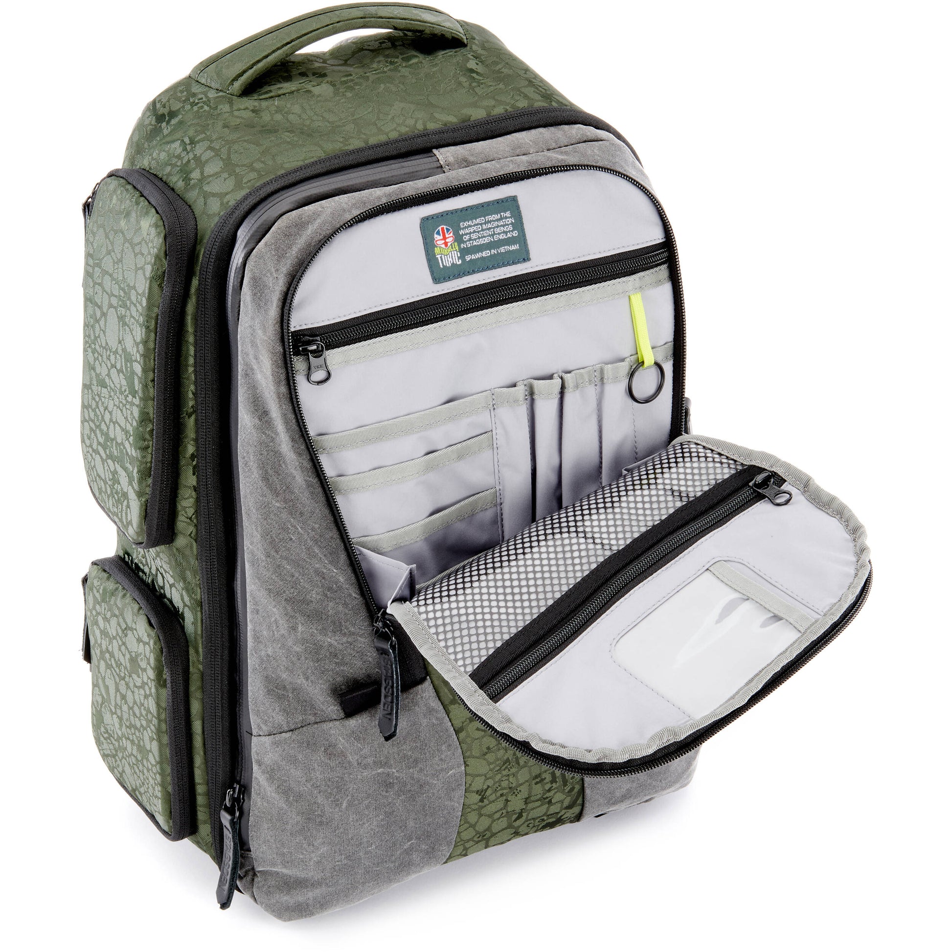 Valkyrie camera backpack with adjustable dividers, tripod holder, water-resistant fabric, and padded interior for photography gear
