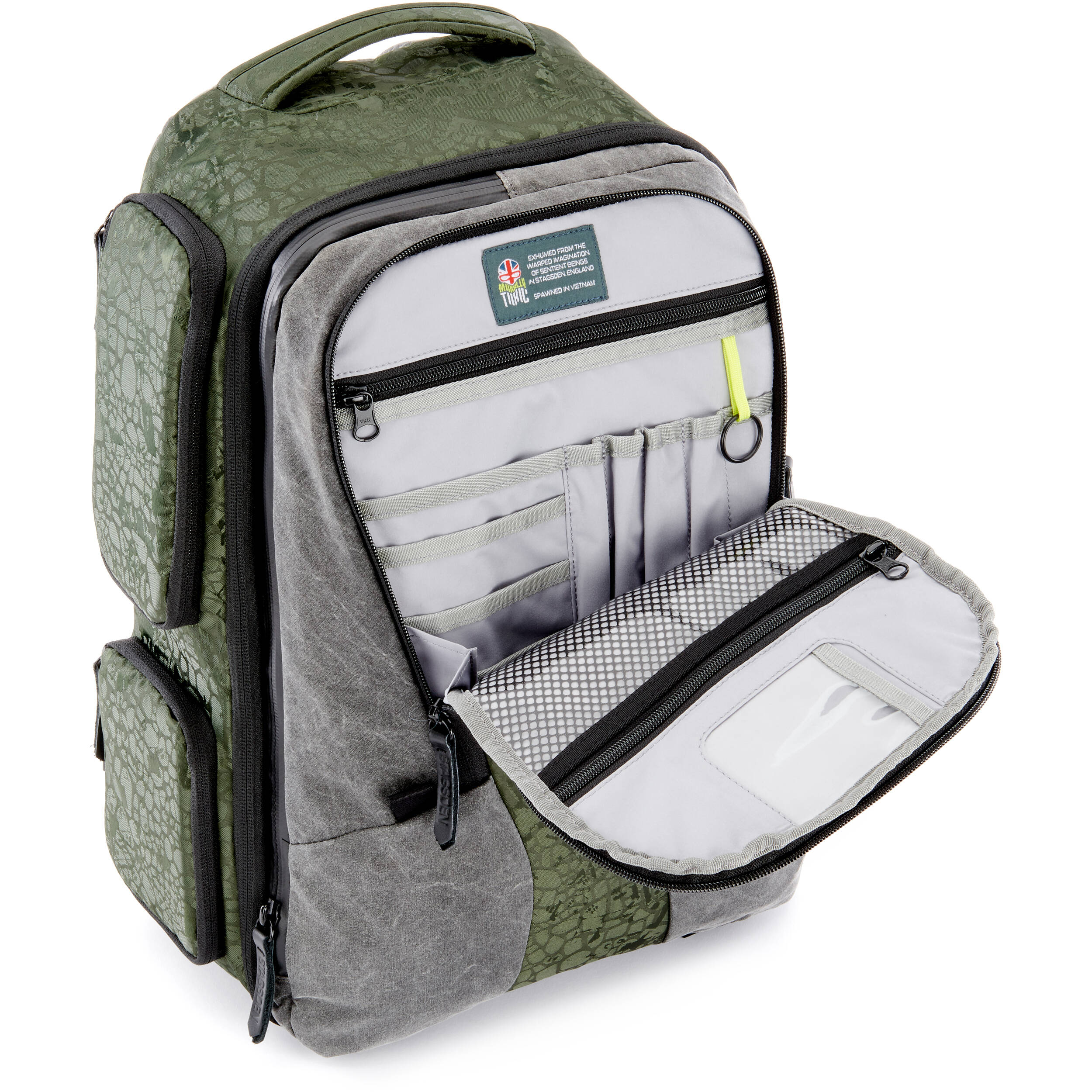 Valkyrie camera backpack with adjustable dividers, tripod holder, water-resistant fabric, and padded interior for photography gear
