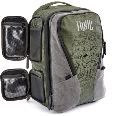 Valkyrie camera backpack with adjustable dividers, tripod holder, water-resistant fabric, and padded interior for photography gear
