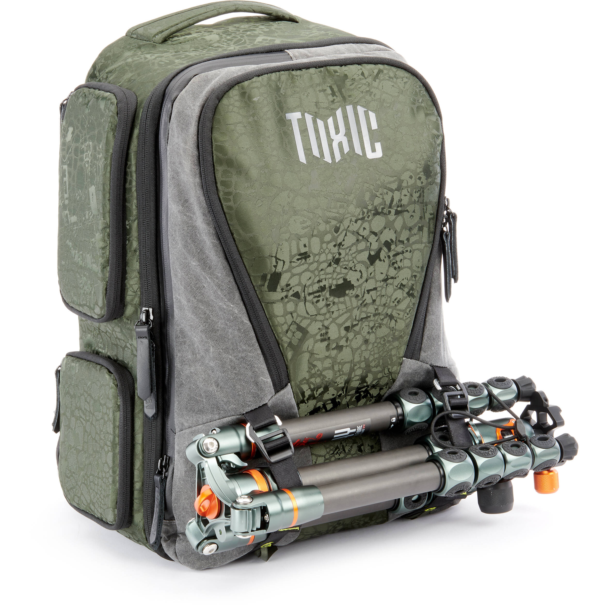 Valkyrie camera backpack with adjustable dividers, tripod holder, water-resistant fabric, and padded interior for photography gear
