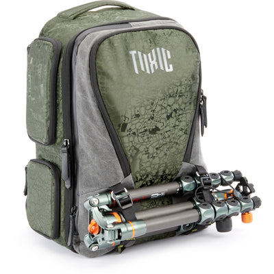 Valkyrie camera backpack with adjustable dividers, tripod holder, water-resistant fabric, and padded interior for photography gear
