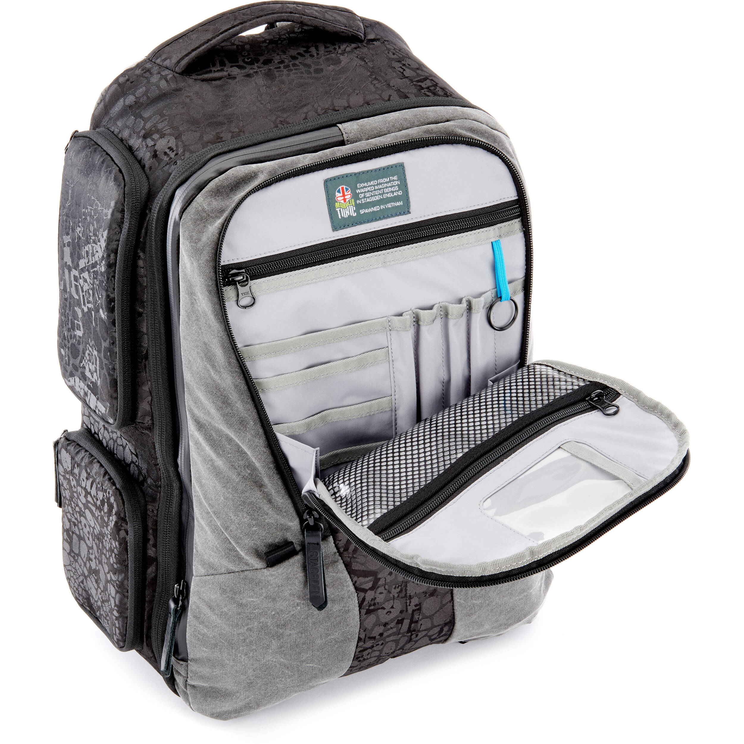 Valkyrie camera backpack with adjustable dividers, tripod holder, water-resistant fabric, and padded interior for photography gear
