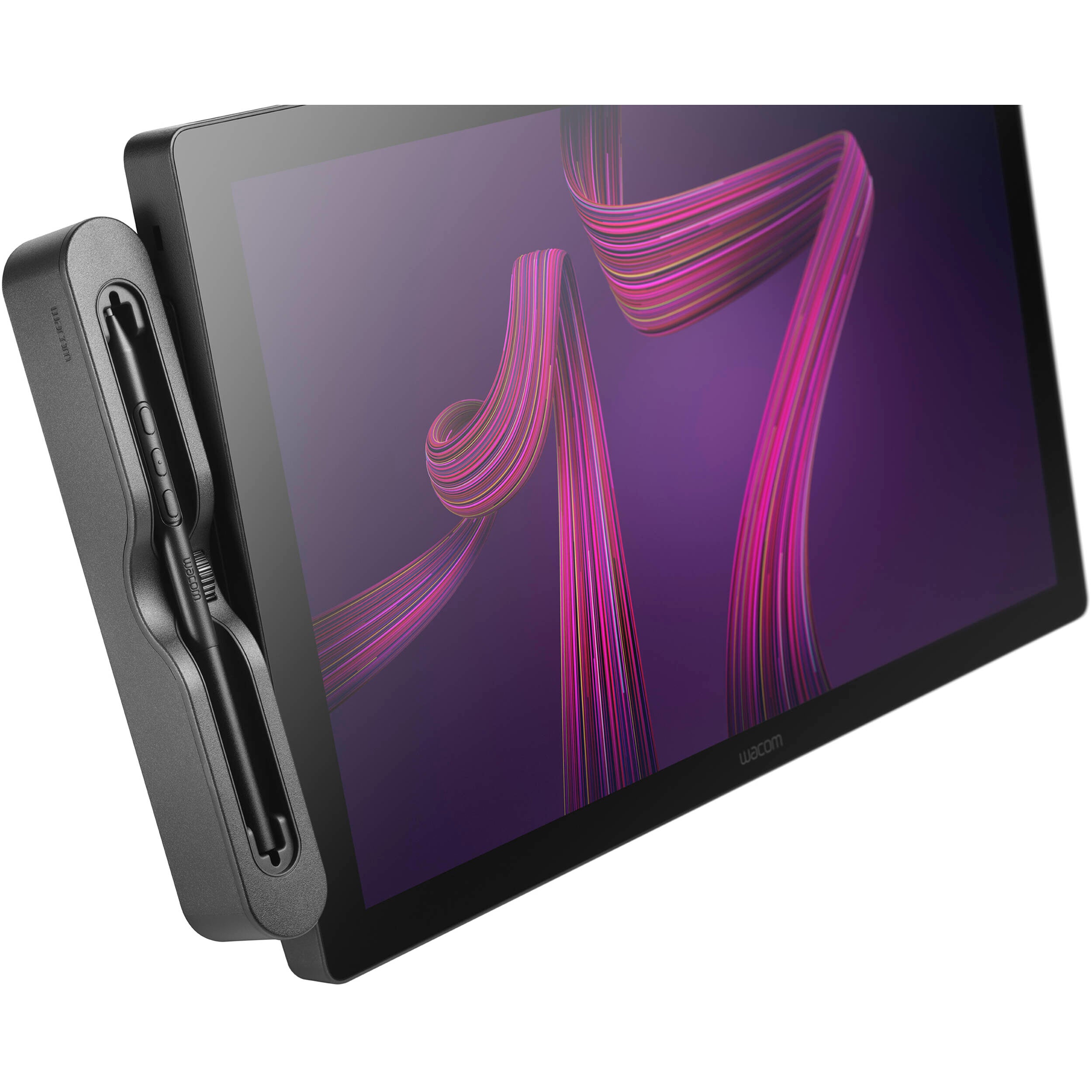 Wacom Cintiq Pro 17 interactive pen display showing 4K touchscreen with Wacom Pro Pen 3, vibrant colours, and customisable ExpressKeys.
