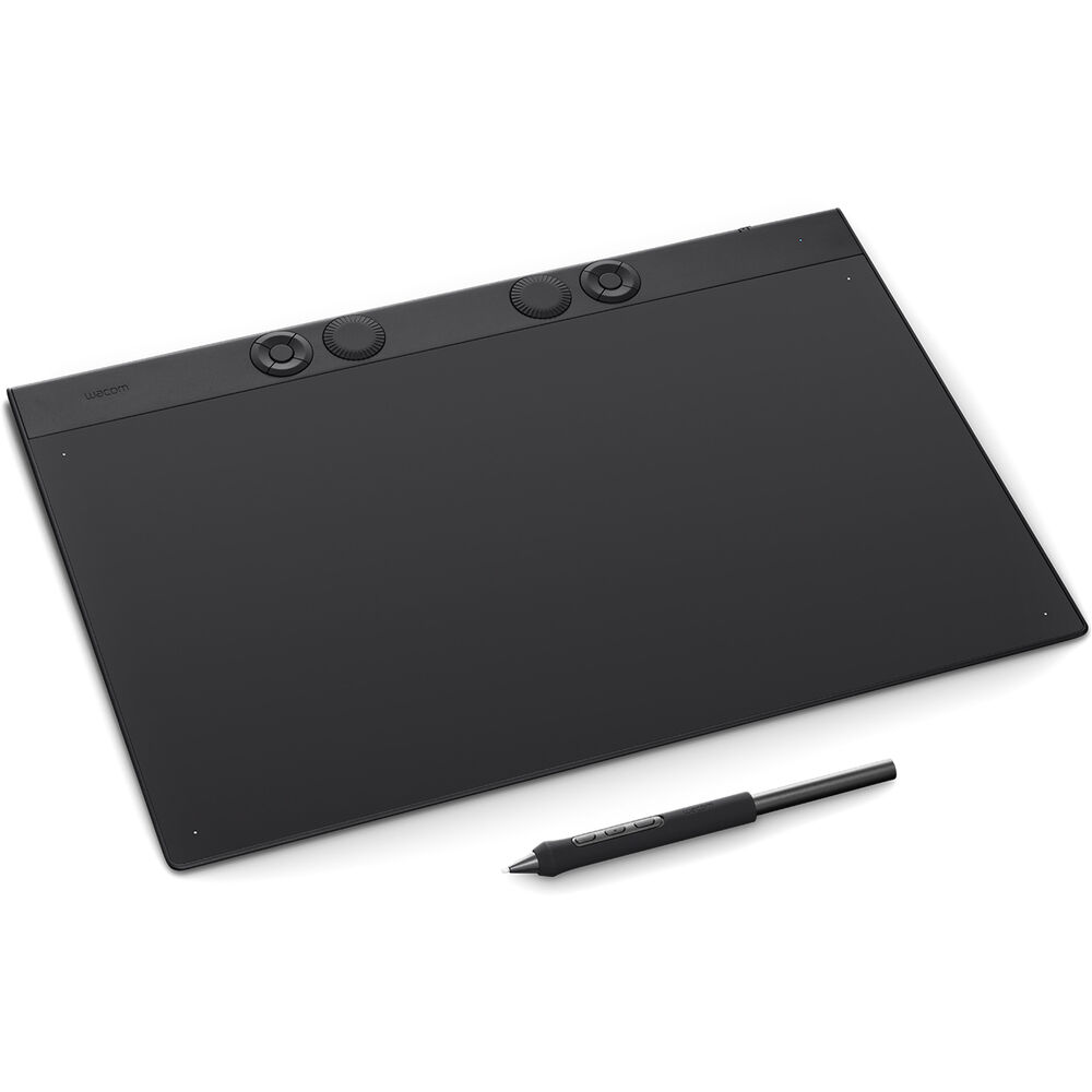 Wacom Intuos Pro tablet with customizable pen and controls.