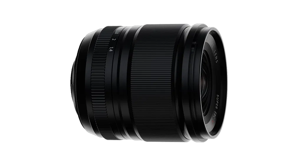 FUJIFILM XF 18mm f/1.4 R LM WR wide-angle prime lens with fast autofocus, f/1.4 aperture, and weather-resistant construction.