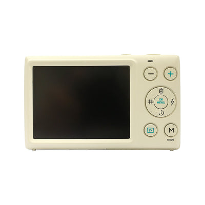 Yashica DigiMate compact camera with CMOS sensor, 4K video, 18x zoom, and 2.7" LCD on white background.