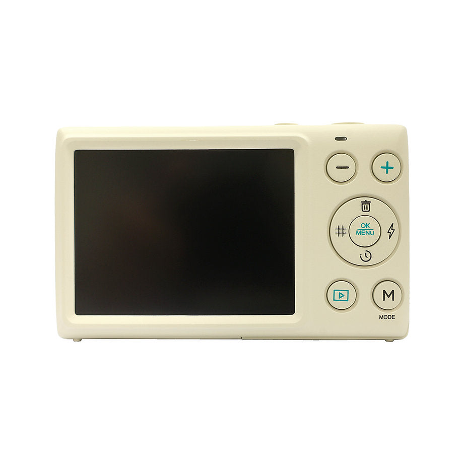 Yashica DigiMate compact camera with CMOS sensor, 4K video, 18x zoom, and 2.7" LCD on white background.