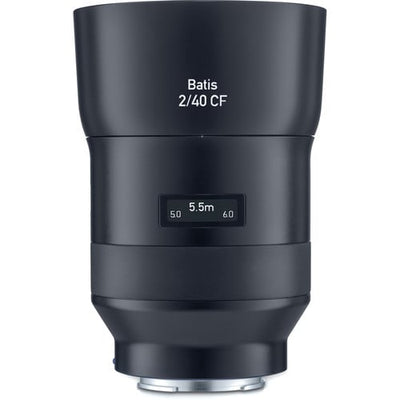 Zeiss Batis 40mm f/2 CF Lens for Sony E. Fast f/2 aperture, Close Focus design, OLED display, and weather-sealed construction for versatile shooting.