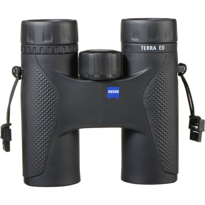 Zeiss Terra ED 10x32 binoculars with 10x magnification, ED glass, wide view, and waterproof fog-proof design.