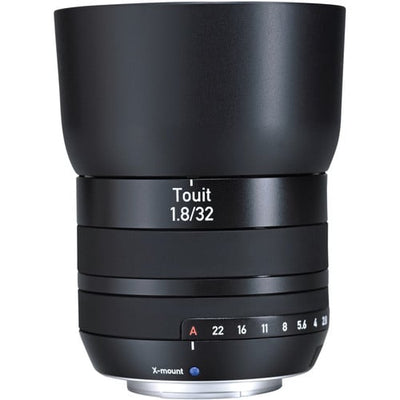 Zeiss Touit 32mm f/1.8 for Fujifilm X. APS-C standard prime with f/1.8 aperture, sharp optics, natural colours, and lightweight portability.