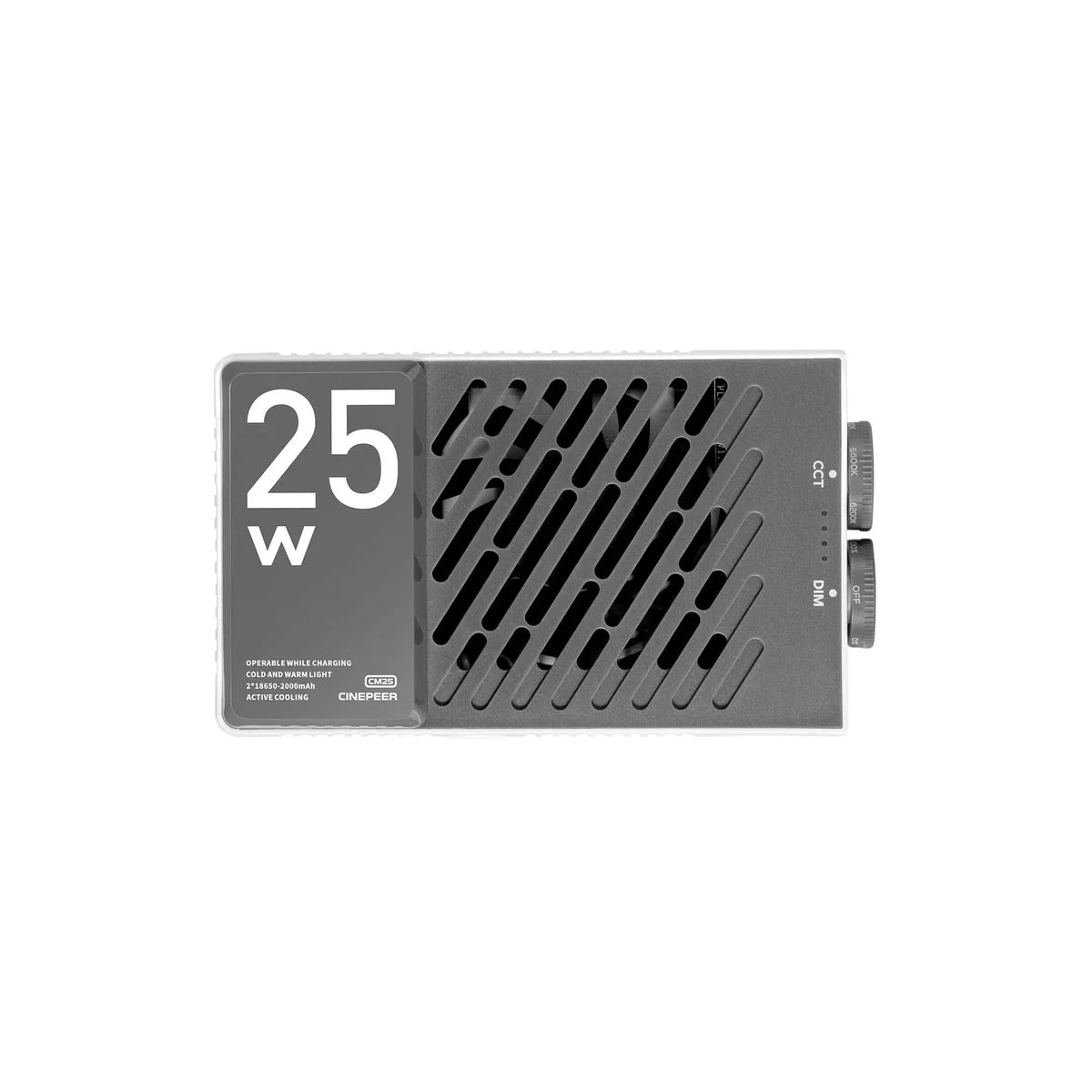 Zhiyun Cinepeer CM25 compact 25W fill light with adjustable 2700K-6200K colour temperature.