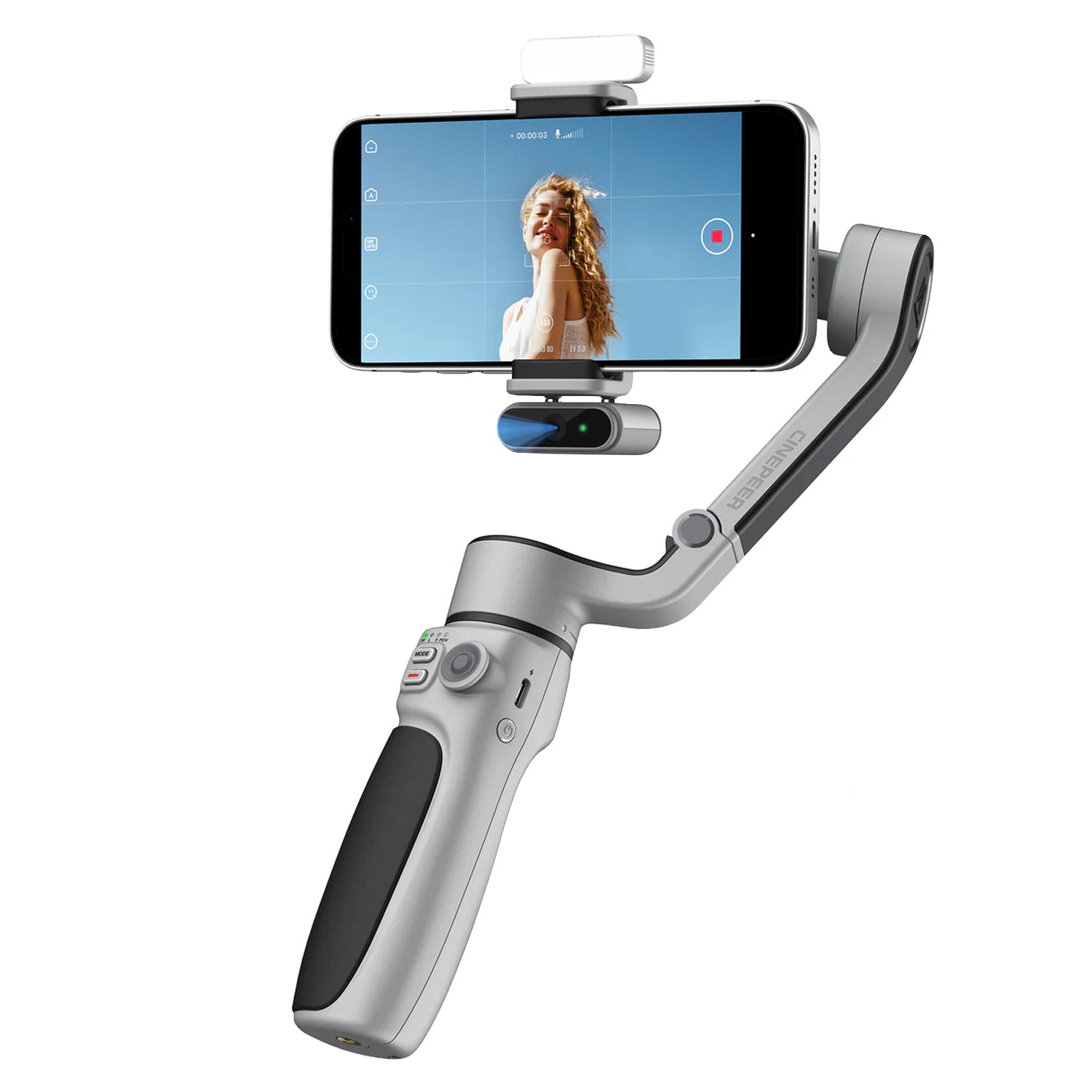 Zhiyun Cinepeer CQ5 compact gimbal stabiliser with extension rod and smartphone support up to 280 g.