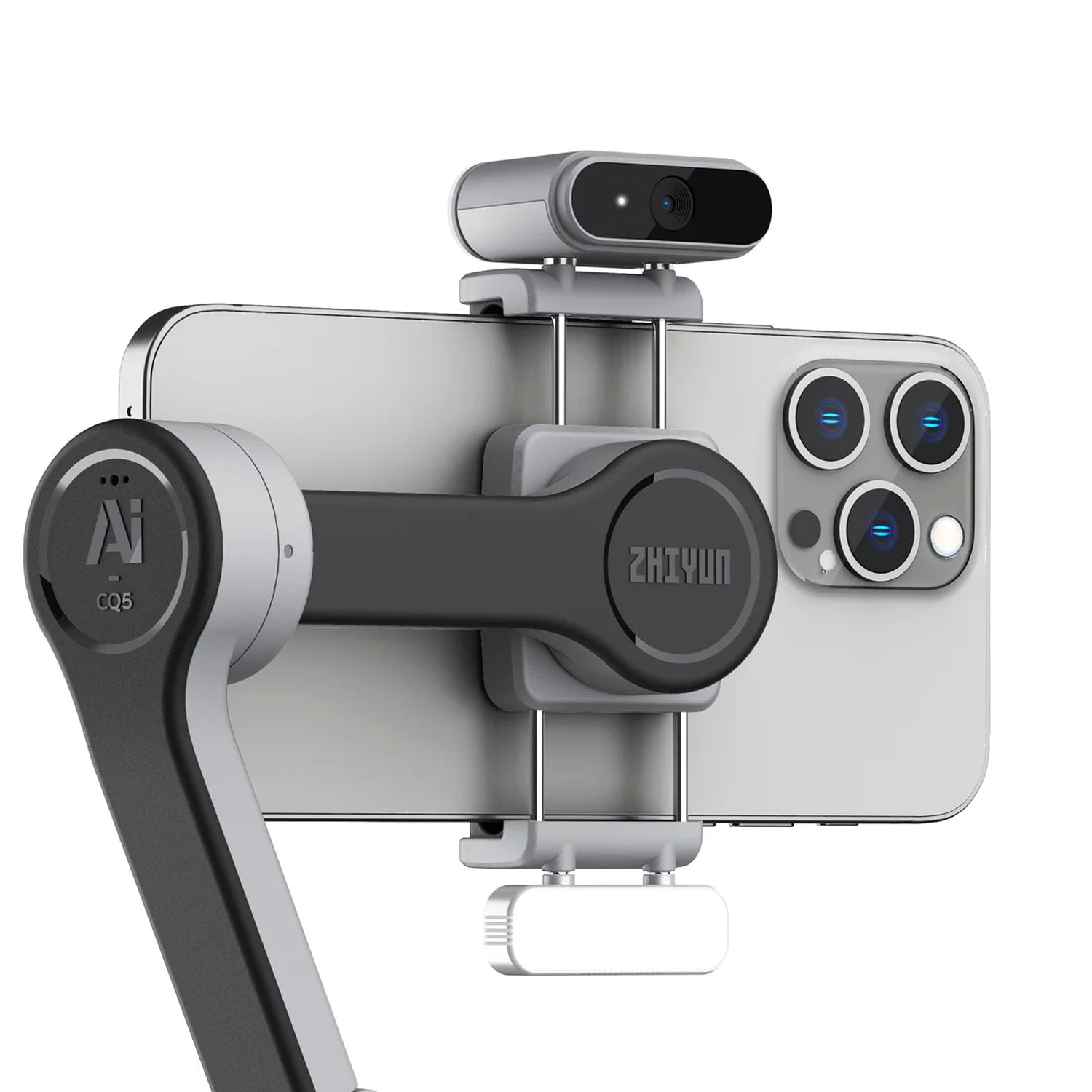 Zhiyun Cinepeer CQ5 compact gimbal stabiliser with extension rod and smartphone support up to 280 g.
