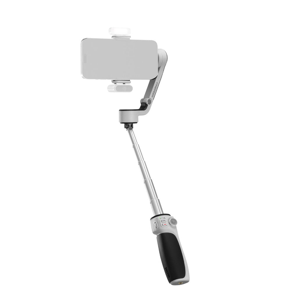 Zhiyun Cinepeer CQ5 compact gimbal stabiliser with extension rod and smartphone support up to 280 g.