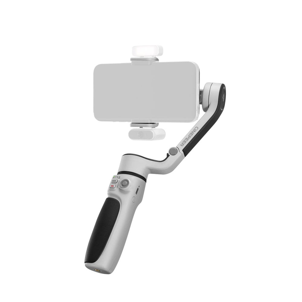 Zhiyun Cinepeer CQ5 compact gimbal stabiliser with extension rod and smartphone support up to 280 g.