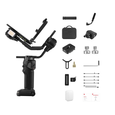 Zhiyun Crane 4 professional gimbal stabiliser for cameras up to 10 kg with sling grip and fill light.
