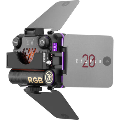 Zhiyun Fiveray M20C RGB LED light combo with adjustable color temperature and RGB modes.
