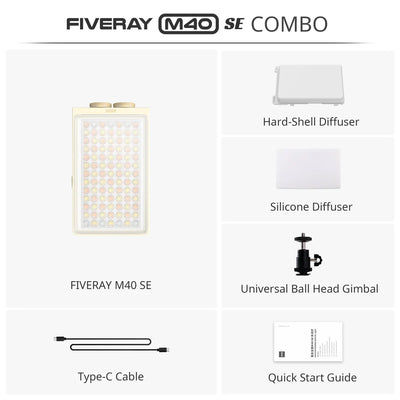 FiveRay M40 SE high-power pocket fill light with diffusers
