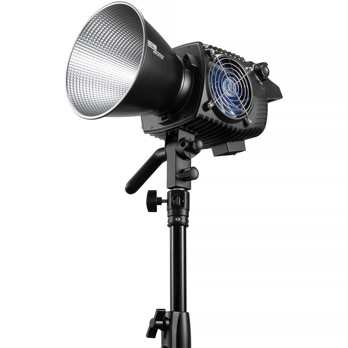 Zhiyun Molus B500 500W bi-color COB LED monolight with Bowens mount and cooling vents.