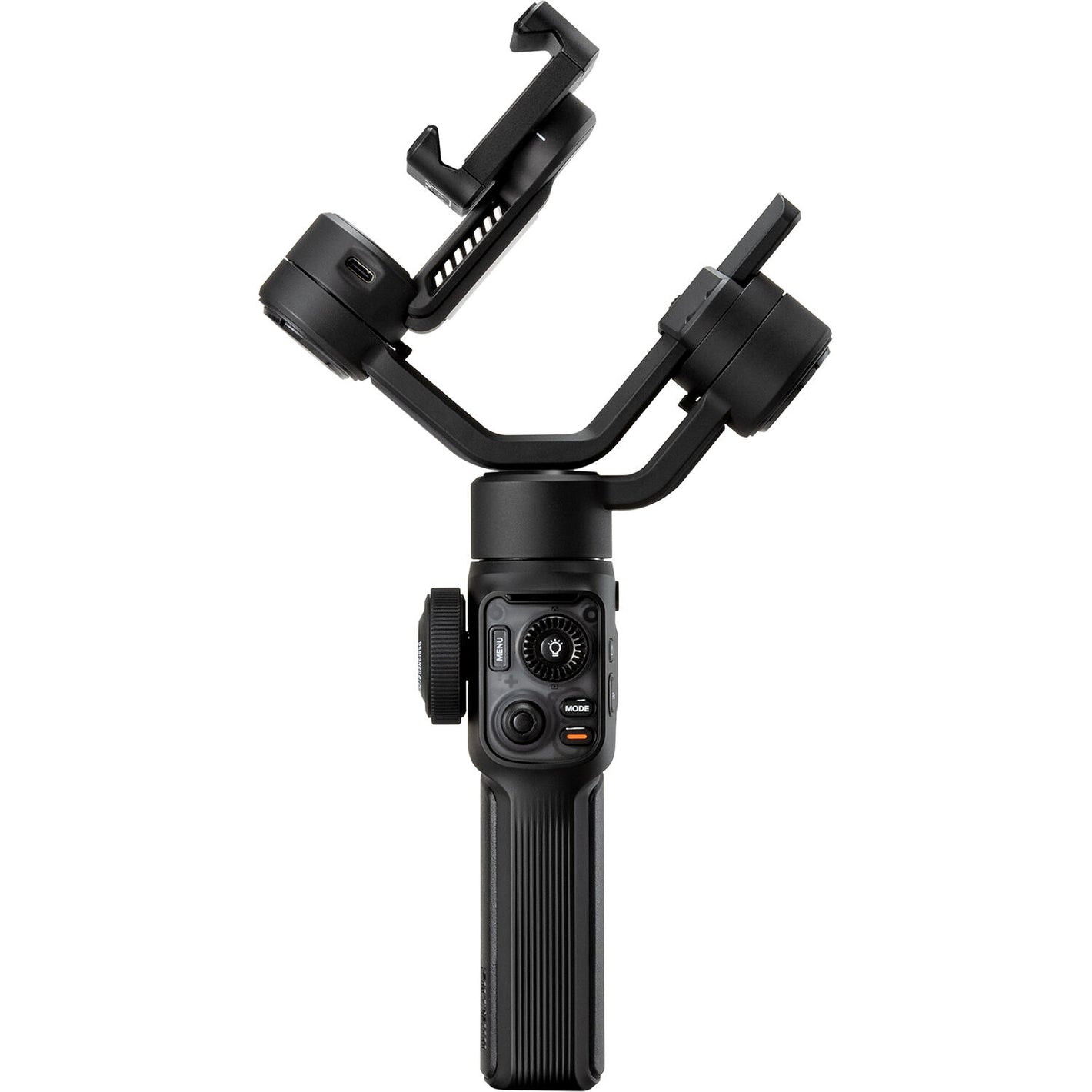 Black camera stabilizer on a white background