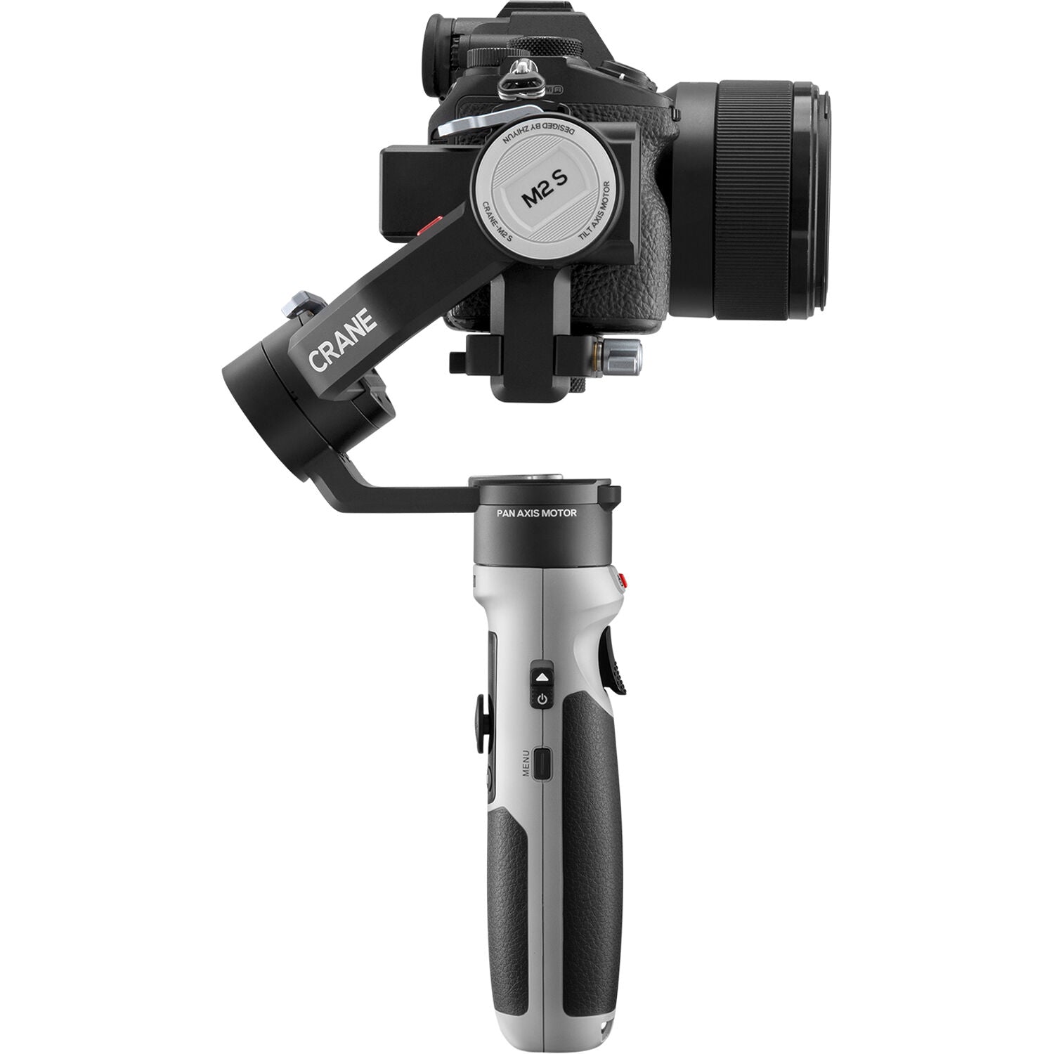 Zhiyun CRANE-M2 S handheld gimbal with LED light.