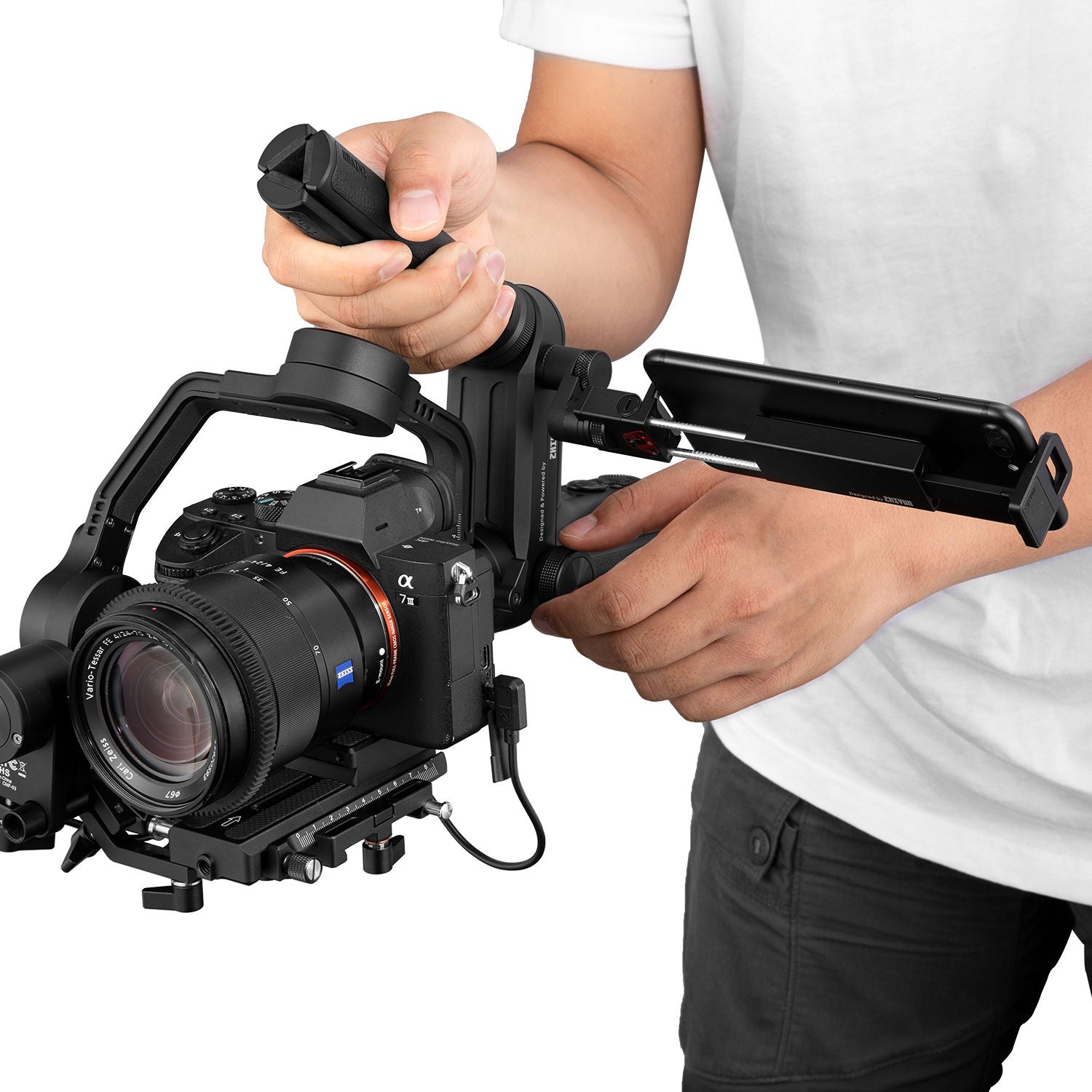 Zhiyun TransMount Phone Holder with Crown Gear for Crane and Weebill gimbals.
