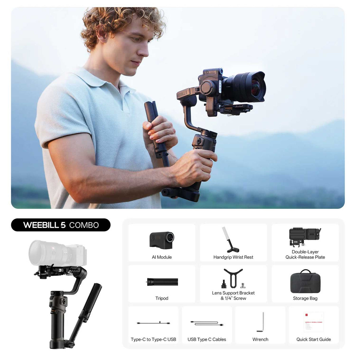 Zhiyun Weebill 5 gimbal stabiliser for full-frame cameras