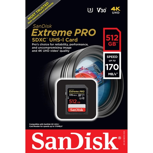 SanDisk Extreme Pro 512GB UHS-I SDXC Memory Card (170MB/s)