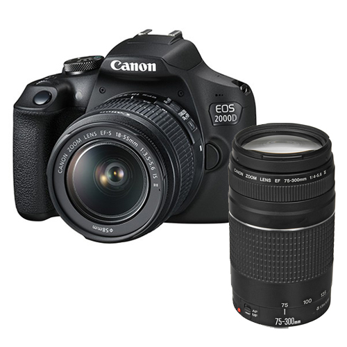 Canon 2000D + EF-S 18-55mm IS II + EF 75-300mm III Lenses