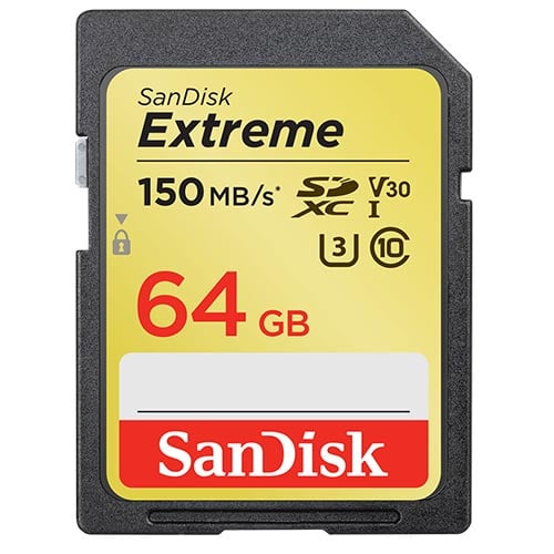 Sandisk 64GB Extreme SDXC Card 150 MB/s V30 UHS-I U3 Sandisk 64GB Extreme SDXC Card 150 MB/s V30 UHS-I U3