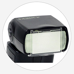 Built-in diffuser panel spreads light to cover 14mm focal-length